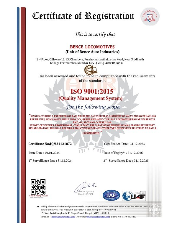 ISO certified Locomotives train engine parts company ALCO, EMD, GE, WABCO